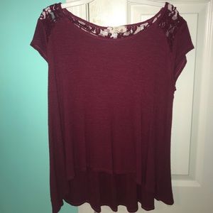 Maroon T-Shirt with a Lace Backing